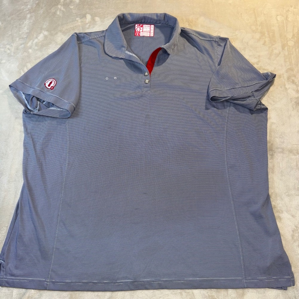 Chick-fil-A Oobe Team Style Polo Shirt Navy White Stripe Recycled Fabric 4XL